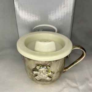 Teddy Bear Sippy Cup Silver Plated with Lid Memories Baby Cup
